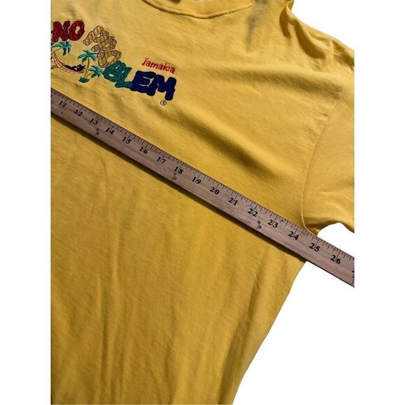 Vintage Y2K Jamaica No Problem Embroidered Mens Yellow T Shirt Size XXL New - Picture 6 of 7